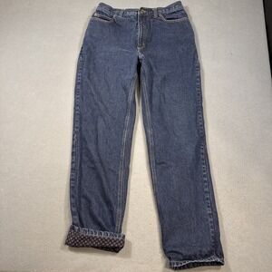 Lands End Jeans Womens 10 TALL RELAXED Flannel Lined Outdoor Camping Casual
